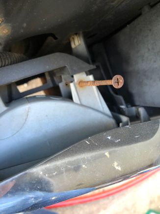 Previous owner used an actual wood screw to keep the turn signal in lol