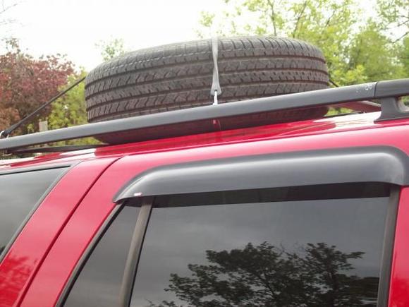 tire mounted on roof