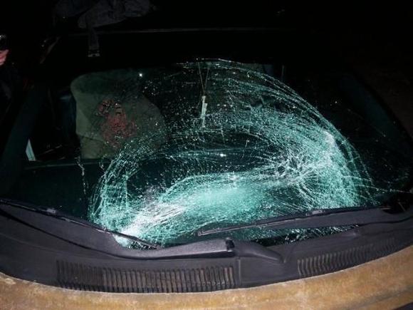 Hood Split in 2, New Years Eve 2008, hit windshield at 80mph, had to drive like this for 12 miles b4 we hit an exit.