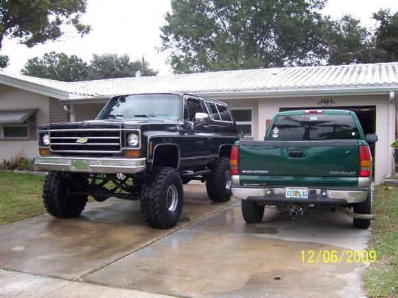 My truck...beside my wife's much smaller truck. That full size Silverado sure looks small.