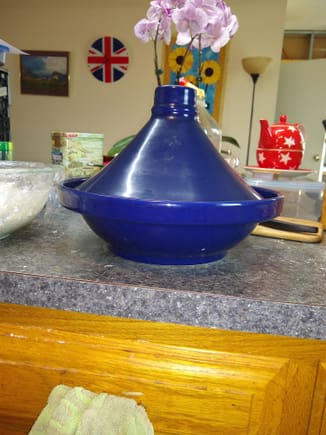 The baking vessel - keeps the steam in to improve oven spring and give a crackly crust.