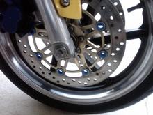 Blue Brake disc dots.  Disc Caliper was already blue when I got it so the dots were cheaper than painting the caliper.