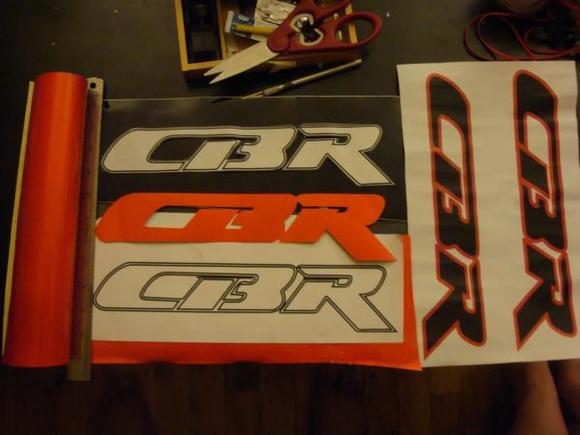 Making new CBR logo with Vivvid vinyl reflective red and black gloss vinyl.