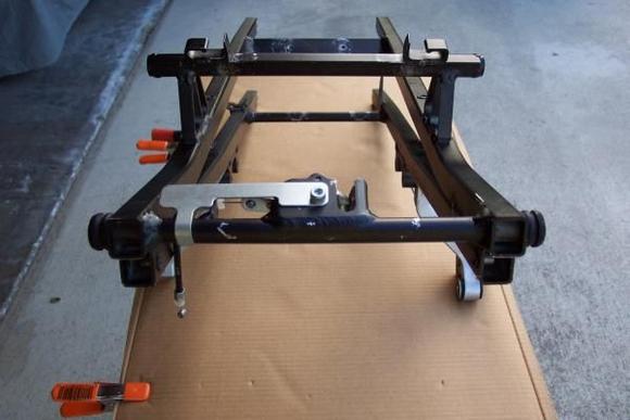 F4i split-seat subframe w/ passenger pegs &amp; rear keylock cable mechanism installed.