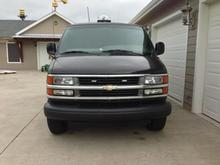 Front of the van, showing the new front clip conversion.