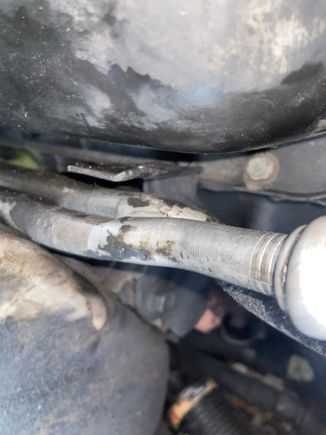 Oil cooler lines- bracket rubbed thru - caused big oil leak. Bracket removed, 160,000 miles. Poor design…$200 parts, plus my labor…😕