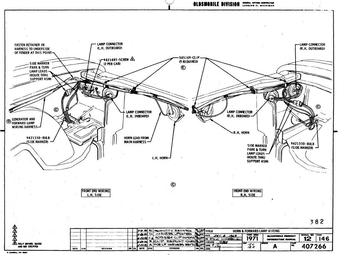 1971 Cutlass S headlight harness routing - ClassicOldsmobile.com