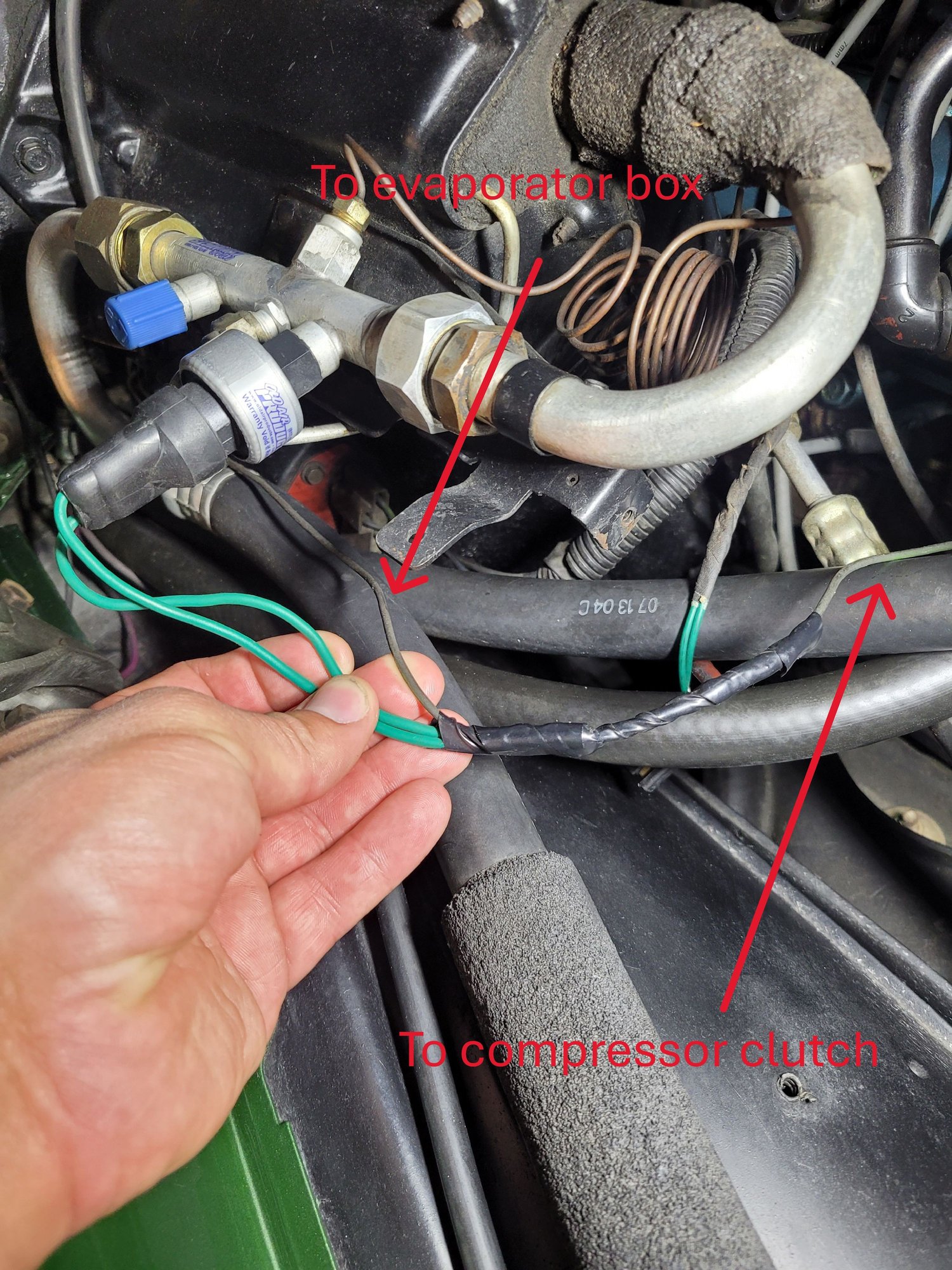Curious if this is wired correctly one wire goes from the POA to the evaporator box and one to the clutch on the compressor. 