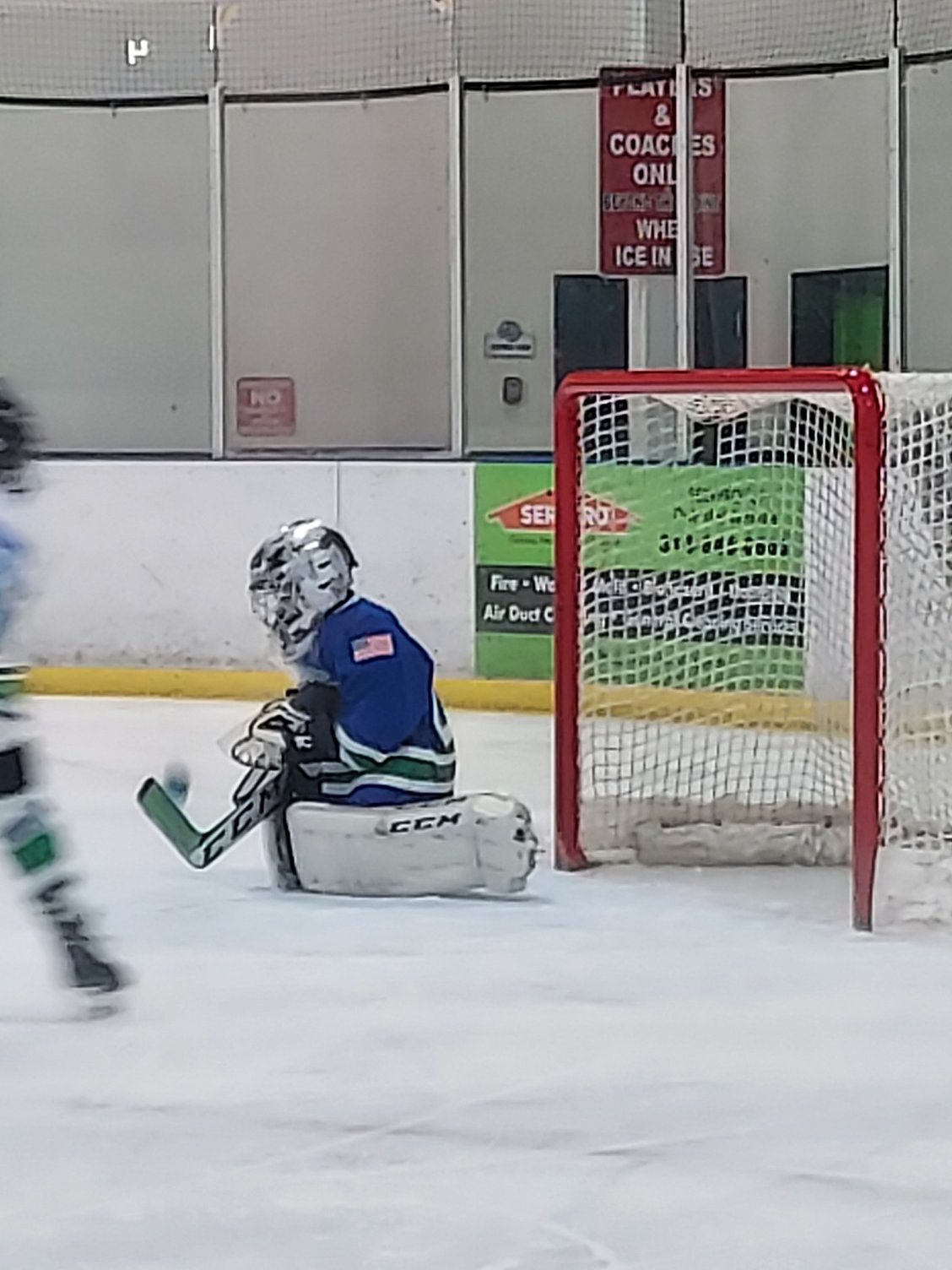 Pad Save, you can see the puck bouncing off to the right.