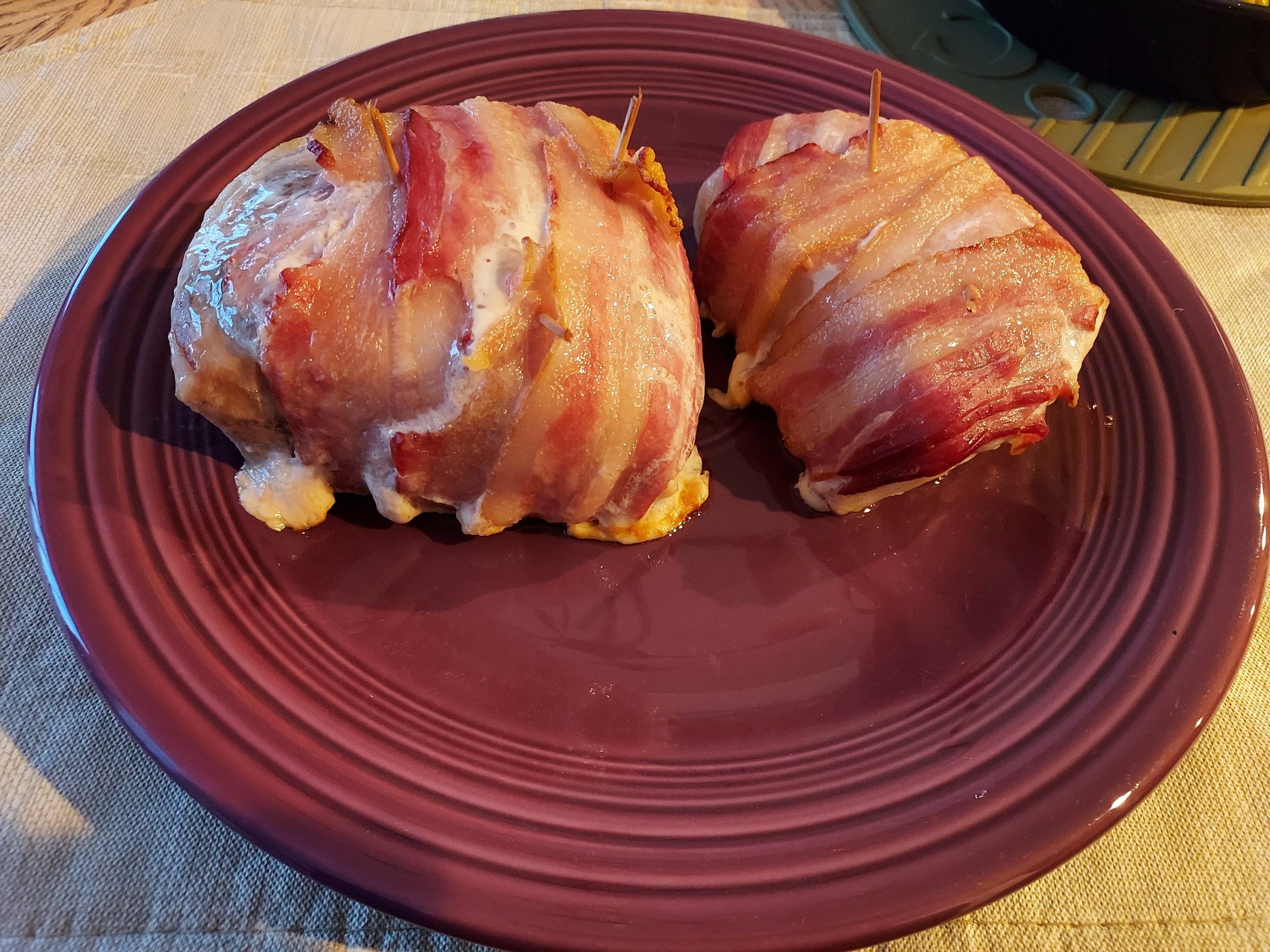 Main course of last nights dinner, Pork Tenderloins wrapped in Bacon.