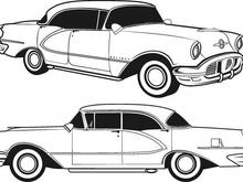 1956 oldsmobile 4door hardtop line art