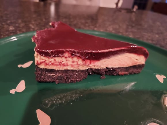 Reece's Cheesecake - Oreo cookie crust, Peanut Butter Cheesecake, and Chocolate Ganache topping.  Tastes just like a giant Reece's Cup!  Downside, a billion calories per slice.