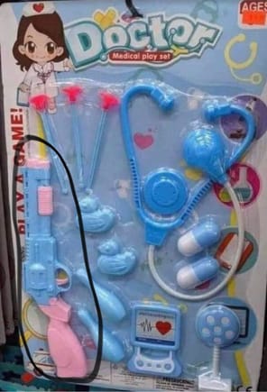 Why would they add a gun in a children’s medical play set???