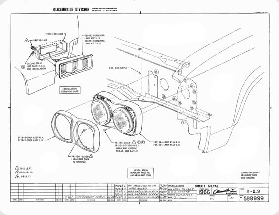 66 Assembly Manual drawing of headlight bezels