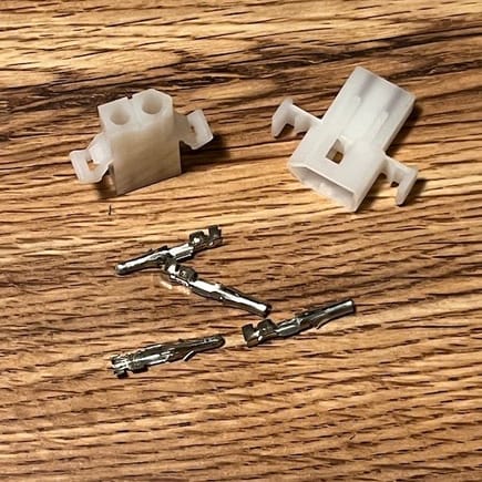 Each package comes with 3 female & 3 male connector shells and the terminals.