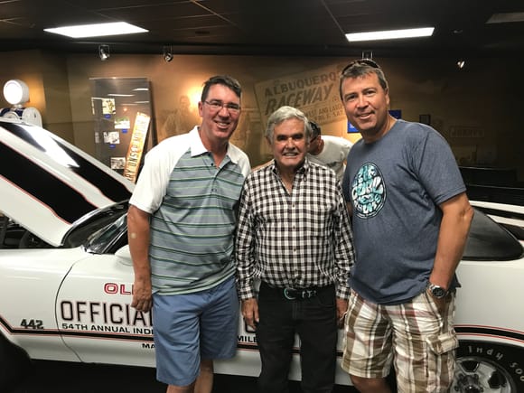 My brother and I (I'm on the right) with Al Unser Sr at his museum.