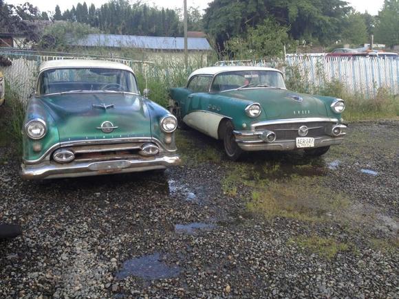 1954 Oldsmobile with his friend the 1956 buick