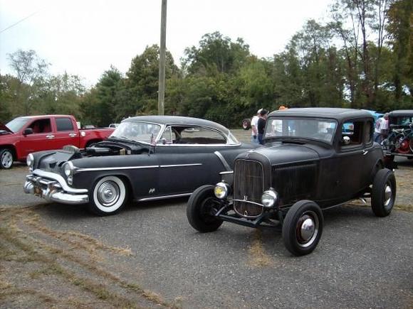 the olds and a buddys 32 at a little car show