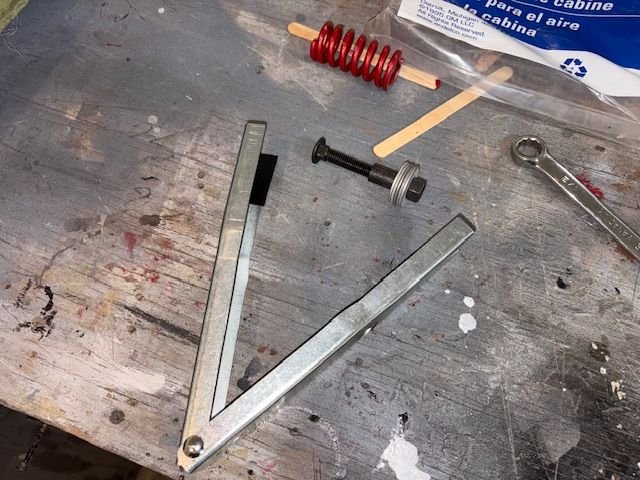 Not enough threads on sex bolt, so used a washer stack to get more tightening range