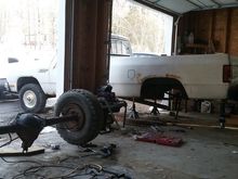 Dodge surrealism. New perches tacked in place on the axle.