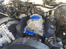 The intake with the new aluminum belly pan and gaskets installed