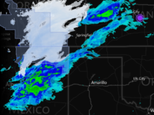 Lucky me, heading for Dalhart Texas, northwest of Amarillo. I'm the purple dot...