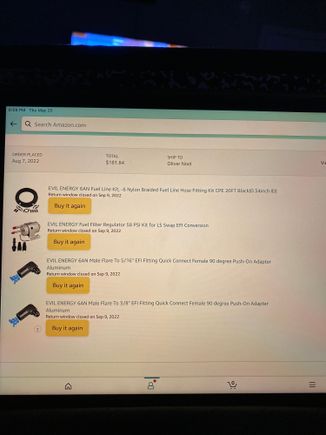 Some of the fittings ordered. 