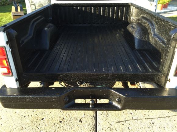 The bed after one coat as well as the rear bumper