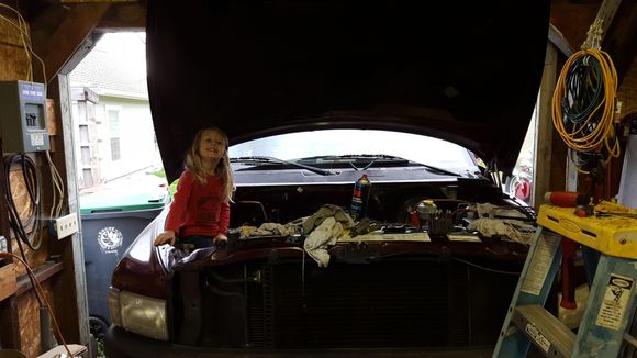 Stuffed the boy in the bay to help get the tune up done. "We should put turbos on this Dad" he says. haha! I think he's right!