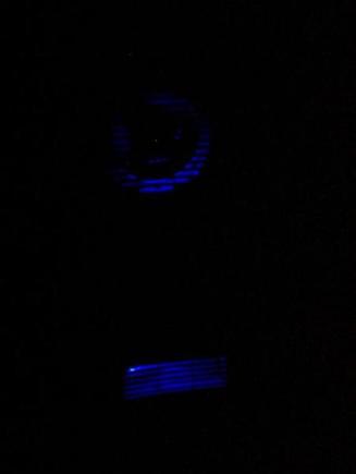 Blue LED's behind the speaker panels.  This is one of the back speakers...  I've got them up front also and under the dash.