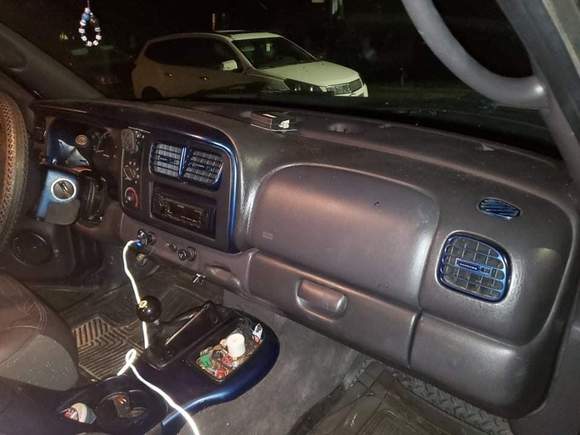 Interior custom painted with color match patriot blue metallic