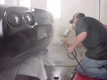 Me spraying the rear bumper on a corvette...