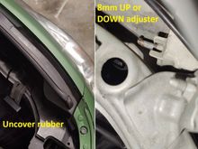 Headlight adjusting 8mm bolt under rubber cover.