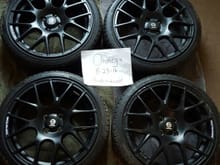 17x7.5     4×100 Sparco pro corsa wheels.
Sumitomo HTZ3 tires  (useless)
Major curb rash on one, minor on two. (pics at end of thread)
$offer