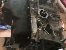 Oil pan installed 