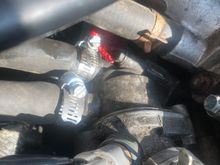 Red rag part is stopping coolant from leaking out