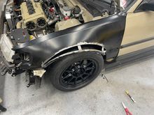 Decided to throw some 245’s on the front and started building my own front fenders to accommodate the 15x9’s.