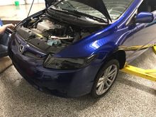 Gross non tinted black headlights.
