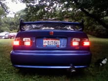 that park bench sittin on my trunk is GONE. can u say fugly?  oh yea i got LED taillights. i like em. Bright as hell.