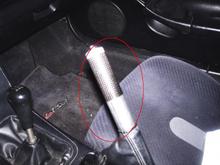 E brake handle was loose, and not slid on far enough