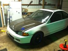 Almost ready for spring (hood was not closed and the bumper wasnt bolted on, so thats why they look crooked)