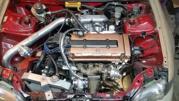 Waiting on my .065 resrtictor and ill be good to go. Although it's a little tight, the water lines were easier than expected to hook up. Waiting on an email back from English and ill be back on the dyno. Going for a race gas tune too.