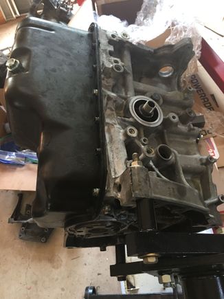 Oil pan installed 