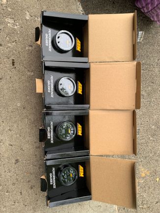 I hate that this pic is sideways but I don’t want to fix it. I have two “water” temp gauges because one will be used for oil temp. I bought a proper adapter (1/8” npt female to 1/2” npt male” for my moroso oil pan to accept my AEM temp sensor.  