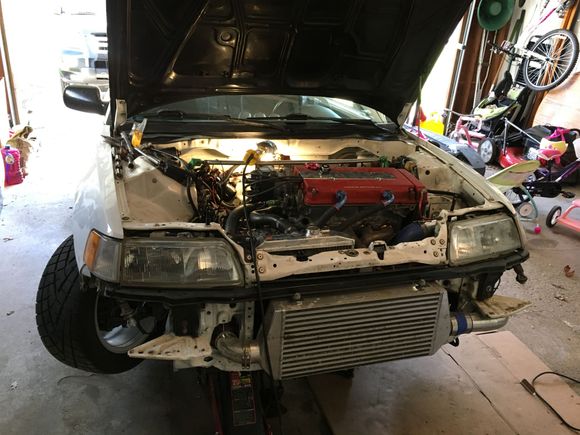 My first look at her with the bumper off. Might roll like this and see how cool she runs. 