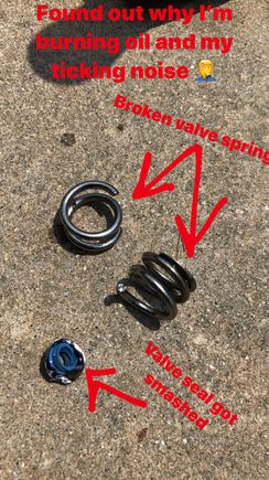 Broken super tech inner spring and smashed valve seal driving around on for idk how long. 