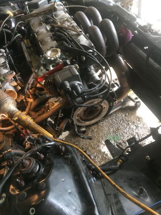 Transmission out, clutch burnt to the flywheel lol! All getting replaced 