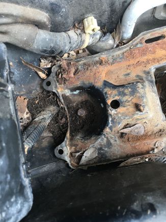 Bolt holding battery tray down is stripped.