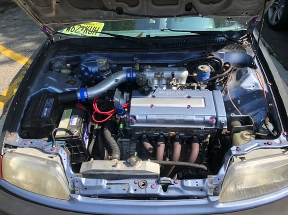 A better pic of the engine bay. It’s not as pretty since the dyno session but I’ll get good pics after I clean it up a bit. 