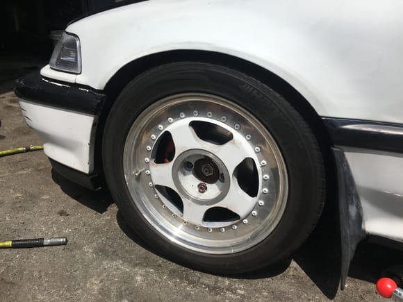 Shortly after the slips I bought a fender roller. My real wheels rubbed entirely too much. After rolling the fender the wheels fit way better. Still gonna go with 205/45 instead of 205/50. Wheel is a 16x8.